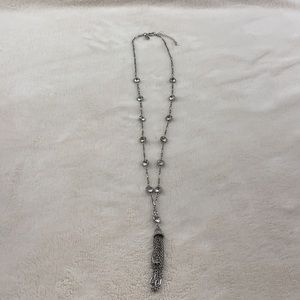 WHBM Silver RhinestoneTassel & Chain Long Necklace